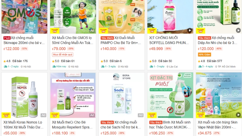 Các loại xịt muỗi hiện nay