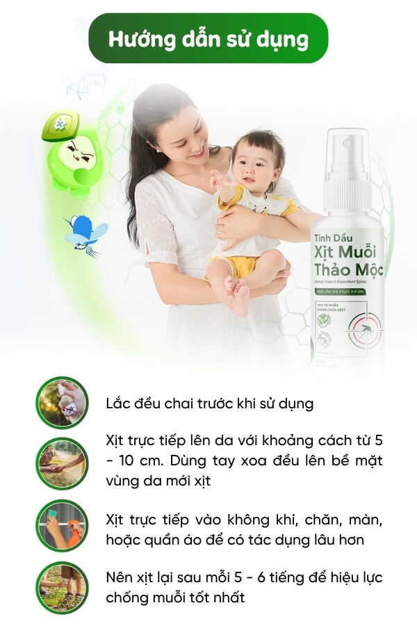 Hướng dẫn sử dụng xịt muỗi thảo mộc Gmos